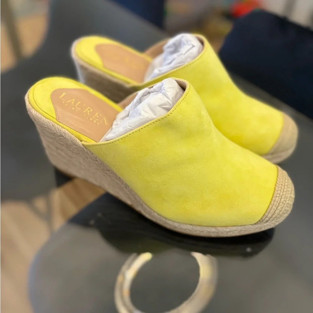 Lauren Ralph Lauren Pennie Suede Espadrille Wedge Shoe Size 7.5 NWT